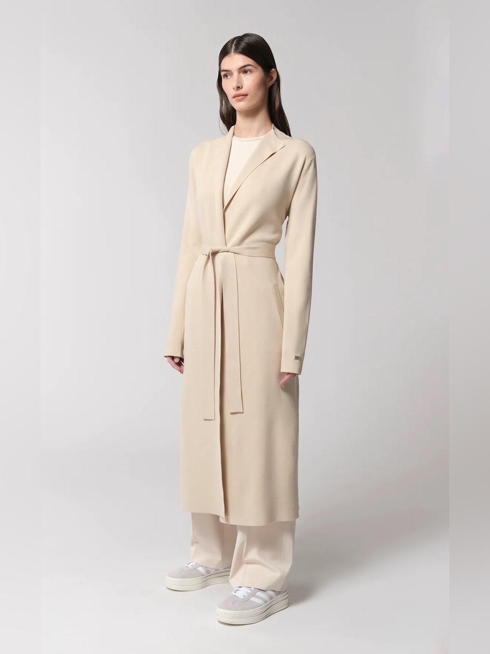 NWT - SOIA & KYO - Aliciana long Belted Cardigan in Powder. Small P2P 19”